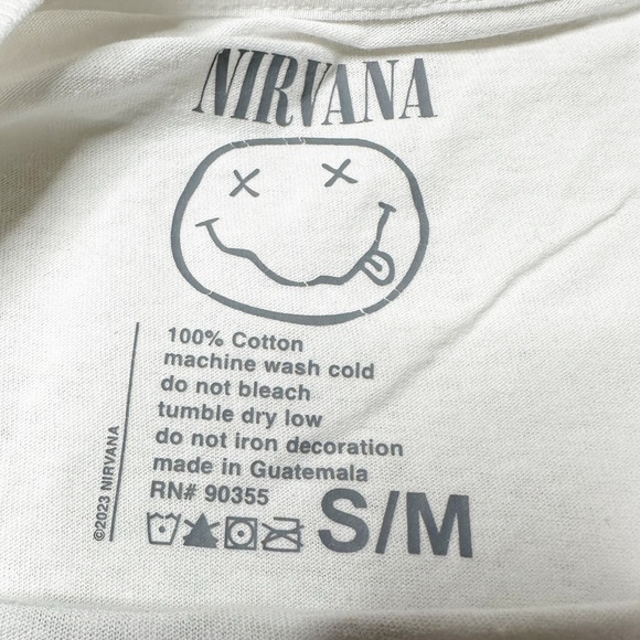 Nirvana In Utero Tour Oversized Graphic T-Shirt White Unisex S/M - Picture 6 of 8